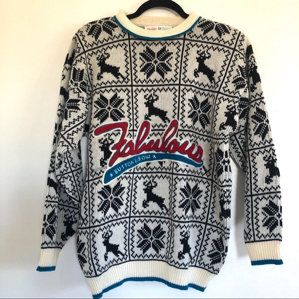 Buttons & Bows Fabulous Christmas Sweater Size M